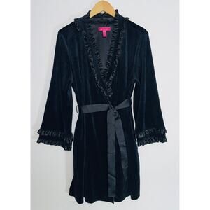 Betsey Johnson Intimates Velvet Robe / Jacket - Women's Size M - Ruffle Trim